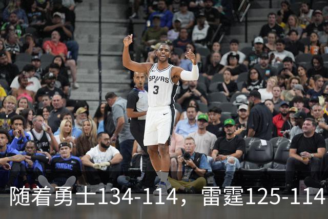 随着勇士134-114，雷霆125-114，火箭120-110，NBA最新积分榜出炉